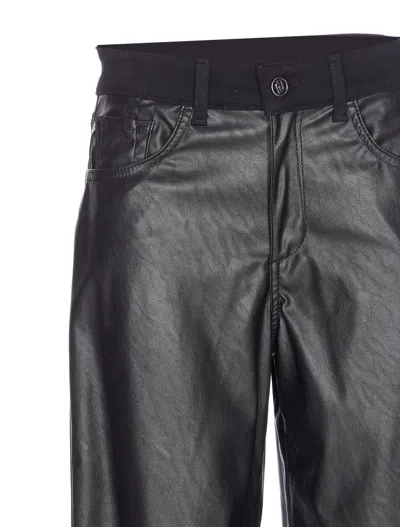 Liu •jo Wide Leg Faux Leather Trousers With Pockets In Black