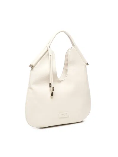 V73 Curved-handle Tote Bag In White