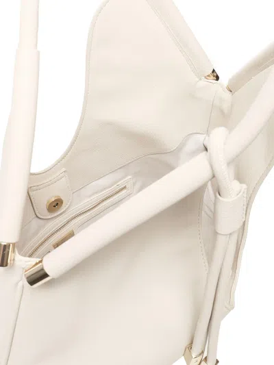 V73 Curved-handle Tote Bag In White