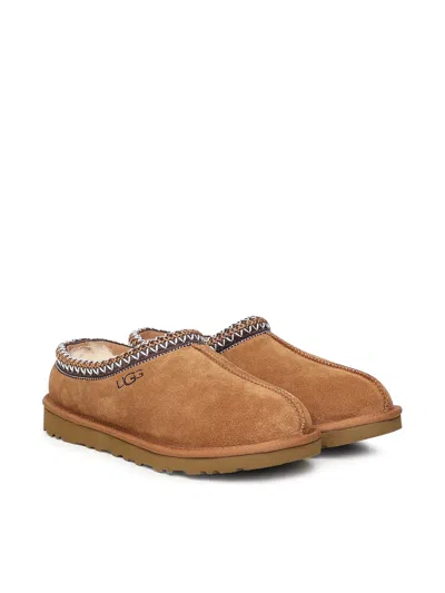 Ugg Slip-on Clog In Soft Suede With Sheepskin Lining In Brown