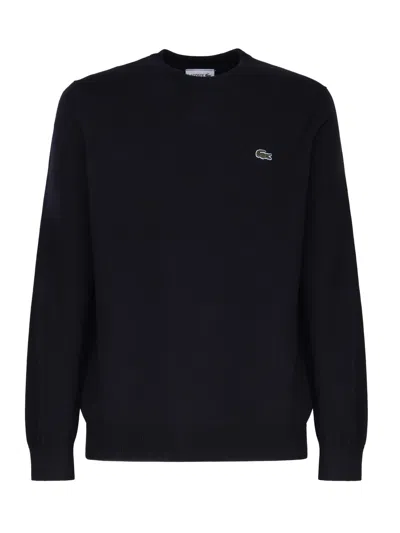 Lacoste Logo Patch Sweater Sweaters And Cardigans Blue In Black