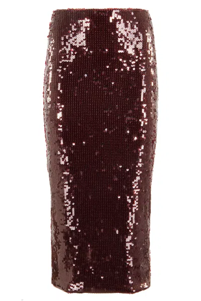 Rotate Birger Christensen Bordeaux Sequin Pencil Skirt In Multi