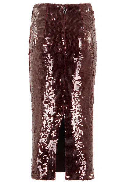 Rotate Birger Christensen Bordeaux Sequin Pencil Skirt In Multi