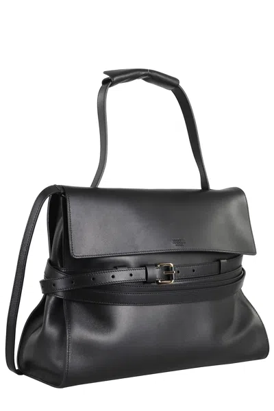 Moschino Tie Me Shoulder Bag In Black