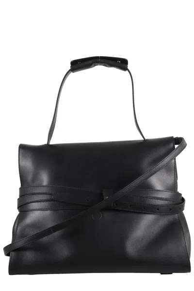 Moschino Tie Me Shoulder Bag In Black