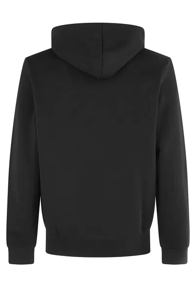 Lacoste Cotton Blend Sweatshirt With Adjustable Hood In Black