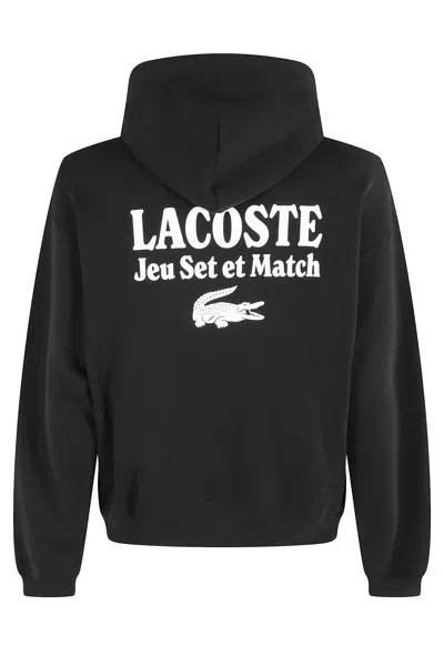 Lacoste Sweatshirt With Logo And Print In Black