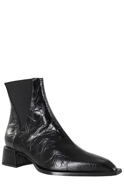 Giampaolo Viozzi Crocodile-pattern Ankle Boots With Glossy Finish In Black