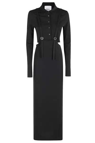 Erika Cavallini Long Sleeve Dress In Black