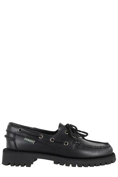 Sebago Black Ranger Moc Soft Loafers In Black