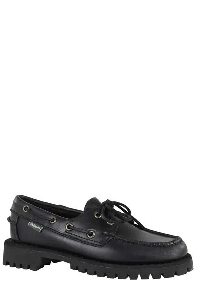 Sebago Black Ranger Moc Soft Loafers In Black