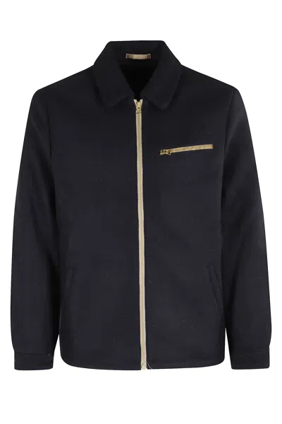Fortela Superfine Wool Zipper Jacket In Blue