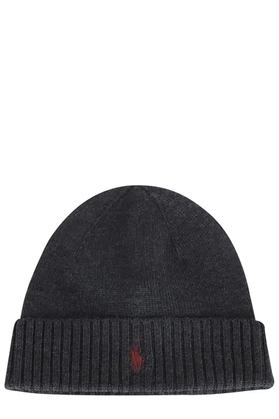 Polo Ralph Lauren Wool Beanie Hats Grey In Black