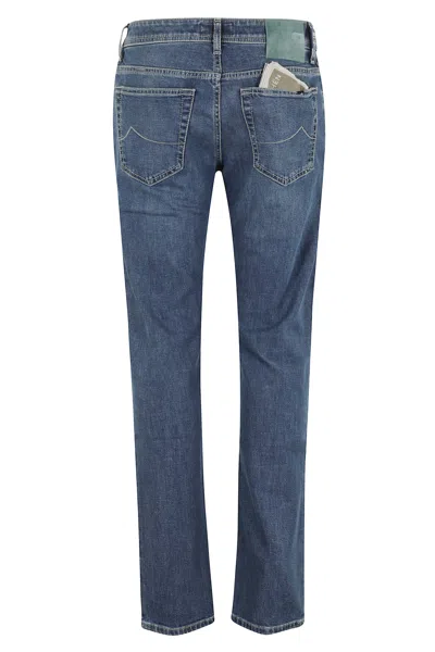 Jacob Cohen Five-pocket Denim Trousers Featuring Belt Loops In Blue