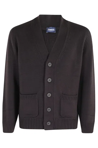 Drumohr Merino Wool Cardigan With Deep V-neck In Black