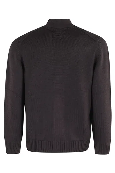 Drumohr Merino Wool Cardigan With Deep V-neck In Black