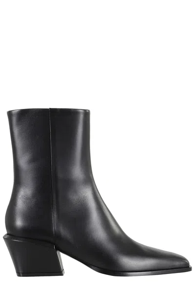 Paris Texas Block Heel Ankle Boots With Pointed Toe In Black