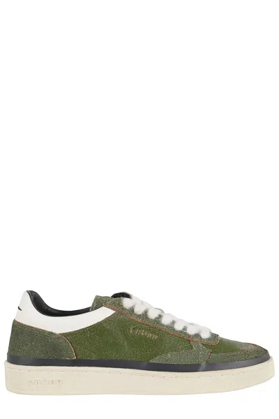 Ghoud Brushed Low Sneakers With Suede Inserts In Green