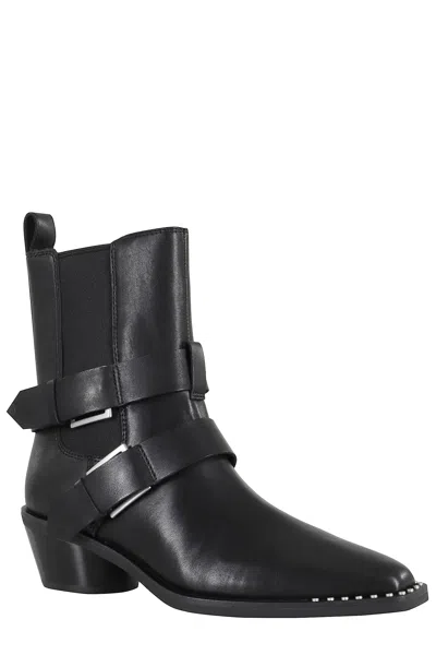 Ash Square-toed Ankle Boots With Studded Detailing In Black