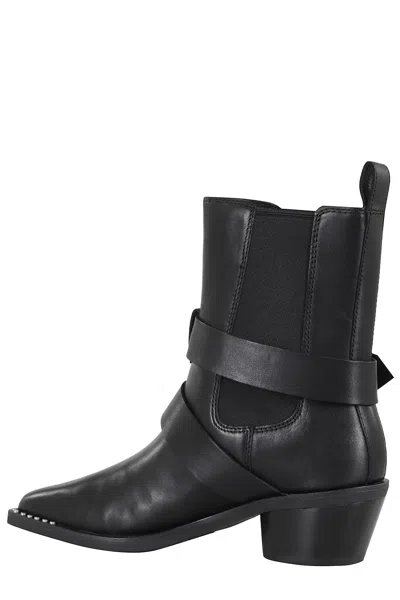 Ash Square-toed Ankle Boots With Studded Detailing In Black