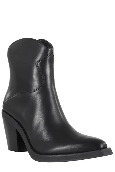 Ash Contemporary Short Leather Ankle Boots In Black