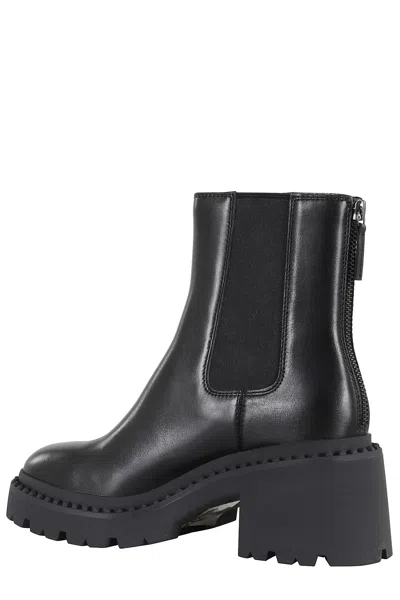Ash Newton High Heels Ankle Boots In Black Leather In Black