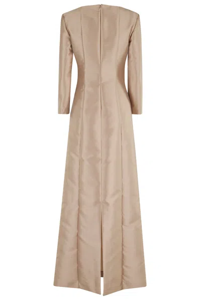 Alberta Ferretti Miakdo Long Beige Maxi Dress In Neutral