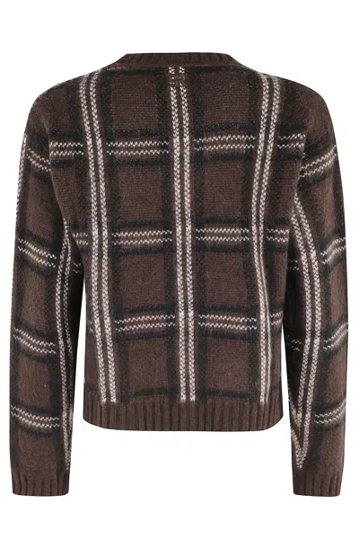 Ermanno Firenze Crew Neck Cropped Sweater In Brown