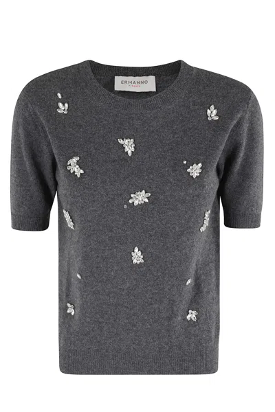 Ermanno Firenze 3/4 Short Sleeve Sweater In Gray