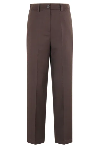 Alysi Chocolate Wool Blend Cigarette Pants With Tailored Finish In Brown