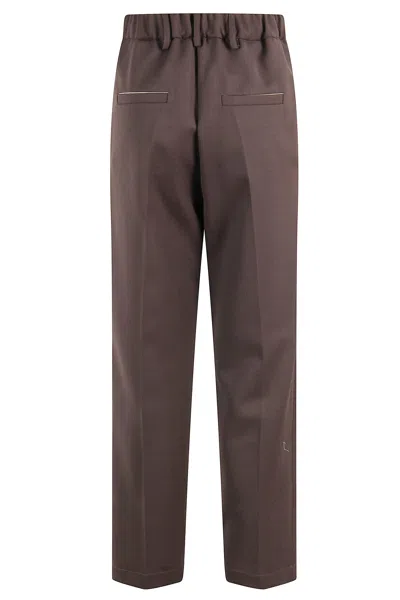 Alysi Chocolate Wool Blend Cigarette Pants With Tailored Finish In Brown