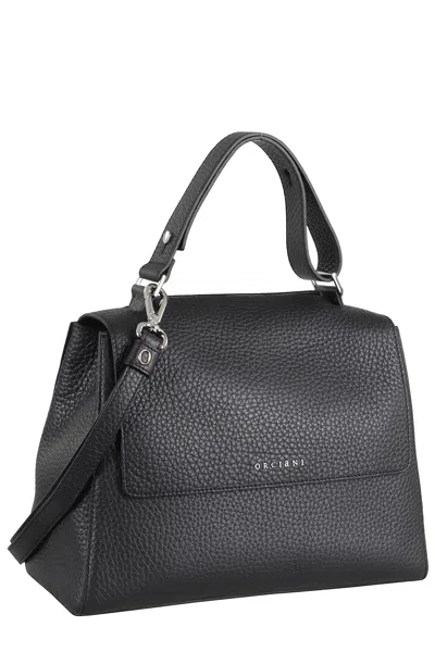 Orciani Leather Tote Bag Adjustable Strap In Black