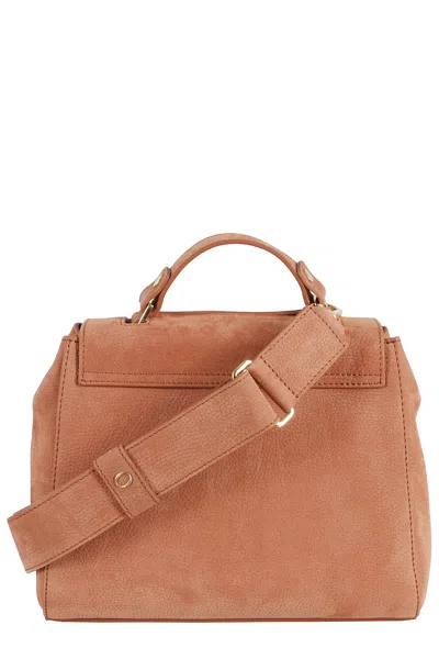 Orciani Siena Earth Leather Shoulder Bag In Orange