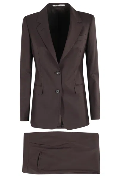 Tagliatore Mono-breasted Brown Suit With Tailored Blazer And Elegant Fit In Brown