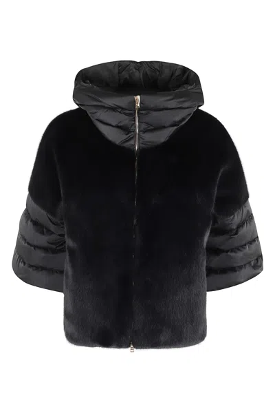 Herno Cappa Manica Corta Con Cappuccio Jacket In Black