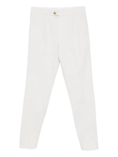 Brunello Cucinelli Tailored White Trousers With Classic Waistband In Neutral