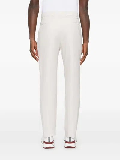 Brunello Cucinelli Tailored White Trousers With Classic Waistband In Neutral