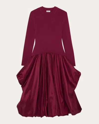 Simkhai Womens Cranberry Kenlie Puffball Stretch-woven Midi Dress In Red