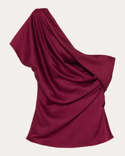 Simkhai Women's Phoebe Draped Satin Top In Cranberry In Red