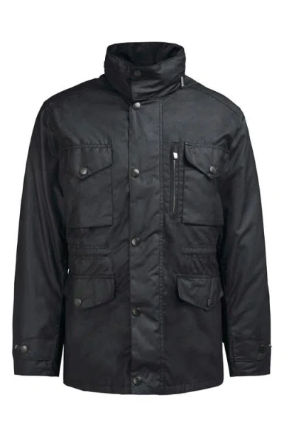 Barbour Winter Sapper Mens Wax Jacket In Black