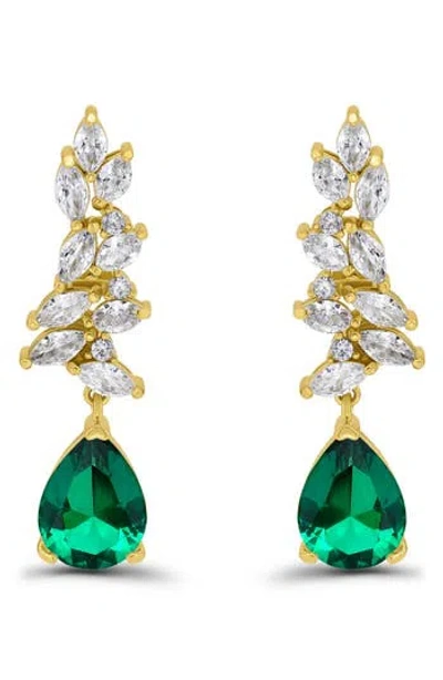 Christian Siriano Pear Cubic Zirconia Cluster Drop Earrings In Brown