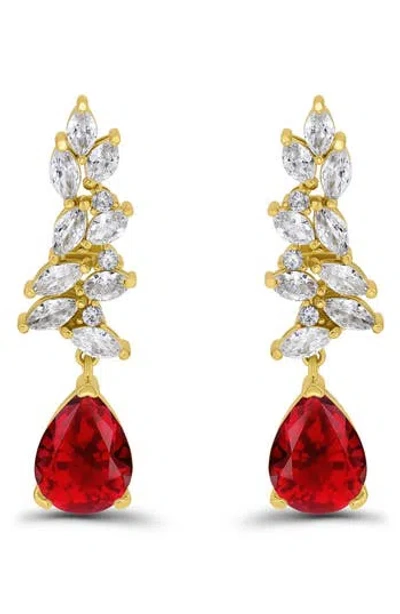 Christian Siriano Pear Cubic Zirconia Cluster Drop Earrings In Gold