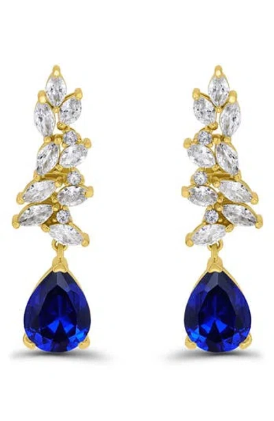Christian Siriano Pear Cubic Zirconia Cluster Drop Earrings In Gold
