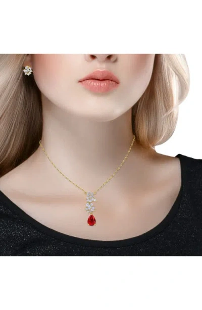 Christian Siriano Pear Cluster Pendant Necklace & Drop Earrings Set In Gold