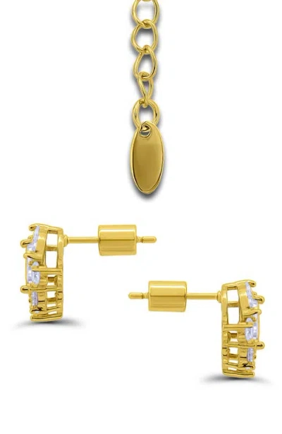 Christian Siriano Pear Cluster Pendant Necklace & Drop Earrings Set In Gold