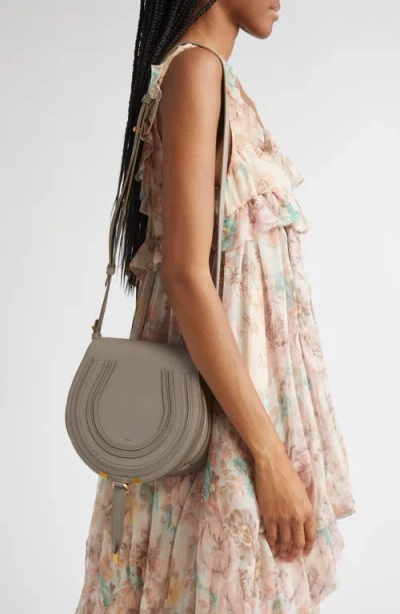 Chloé Large Marcie Leather Crossbody Bag In Gray