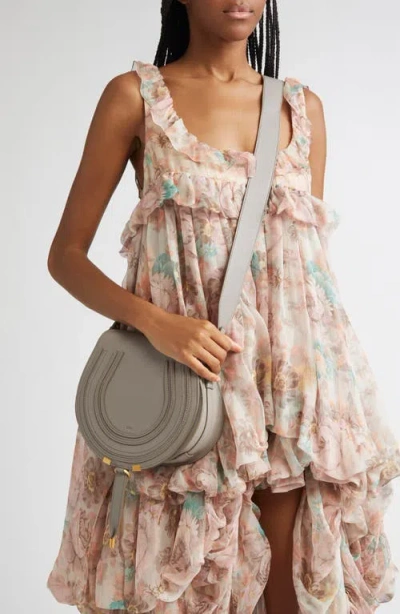 Chloé Large Marcie Leather Crossbody Bag In Gray