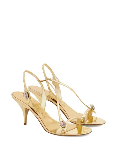 Ferragamo 70mm Crystal-embellished Sandals In Gold