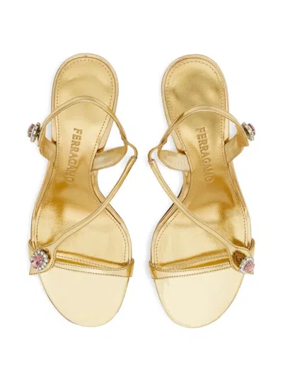Ferragamo 70mm Crystal-embellished Sandals In Gold