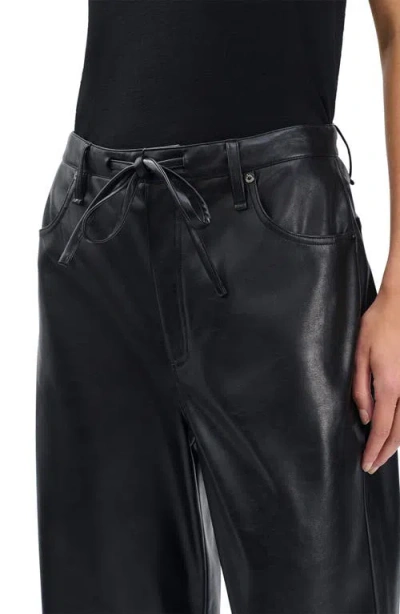 Rag & Bone Phoebe Faux Leather Drawstring Wide Leg Pants In Black